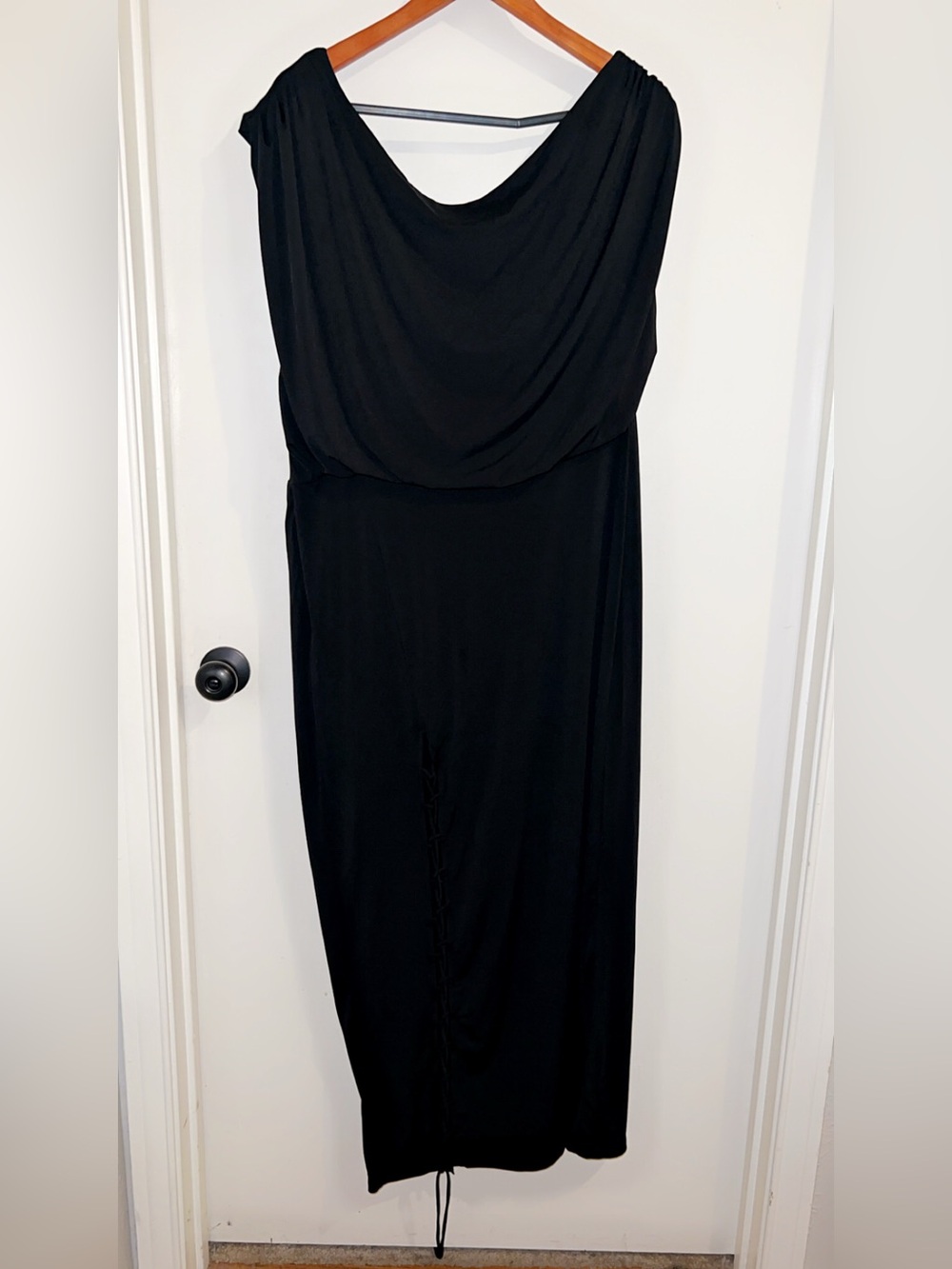 Fashion Nova Black Draped Cowl-Neck Maxi Dress